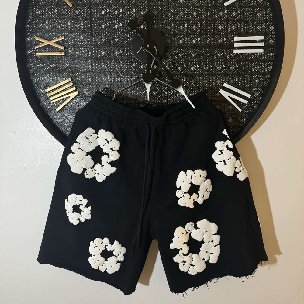 Athletic Black and White Floral Shorts